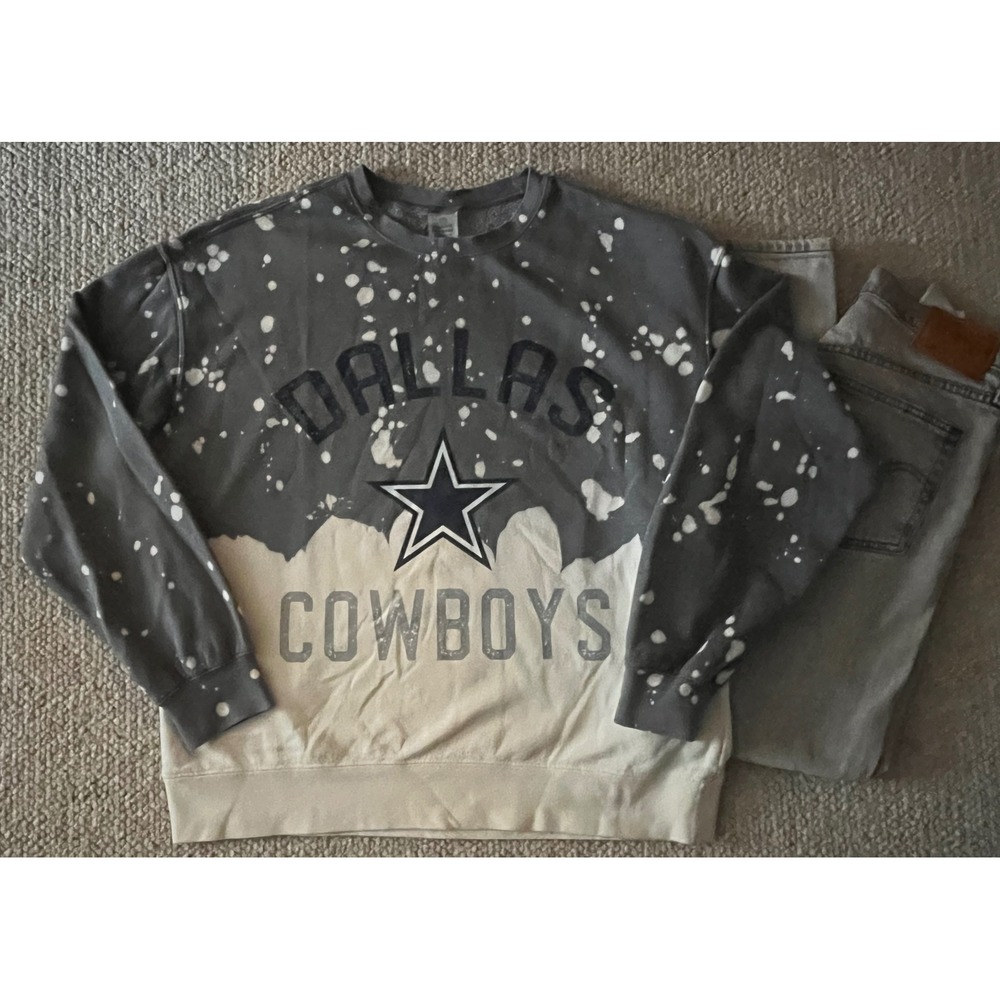 Gameday Couture Dallas Cowboys Bleached Splatter Sweatshirt Grey White Small
